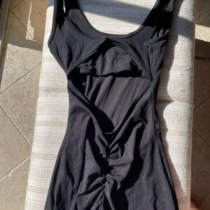 Black Workout Jumpsuit with Scrunch and Open Back